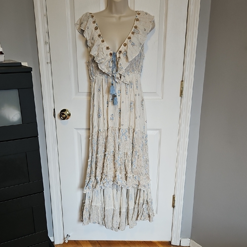 RANEES boho Beachy Floral Ruffle Maxi Dress